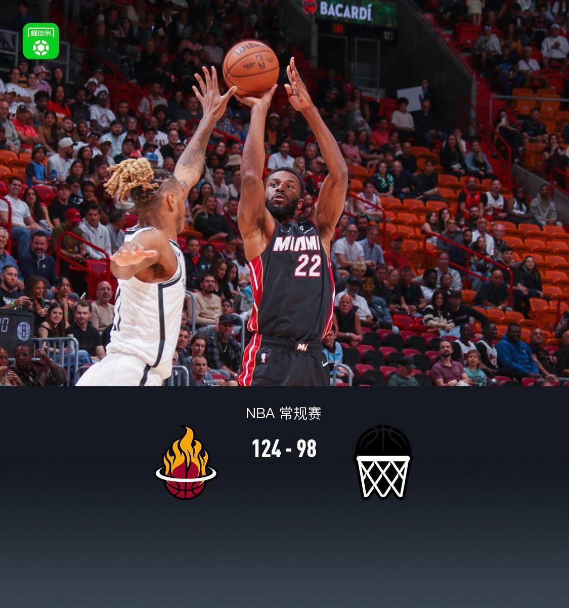 开云登录入口-热火124-98送篮网9连败,阿德巴约23+9+4